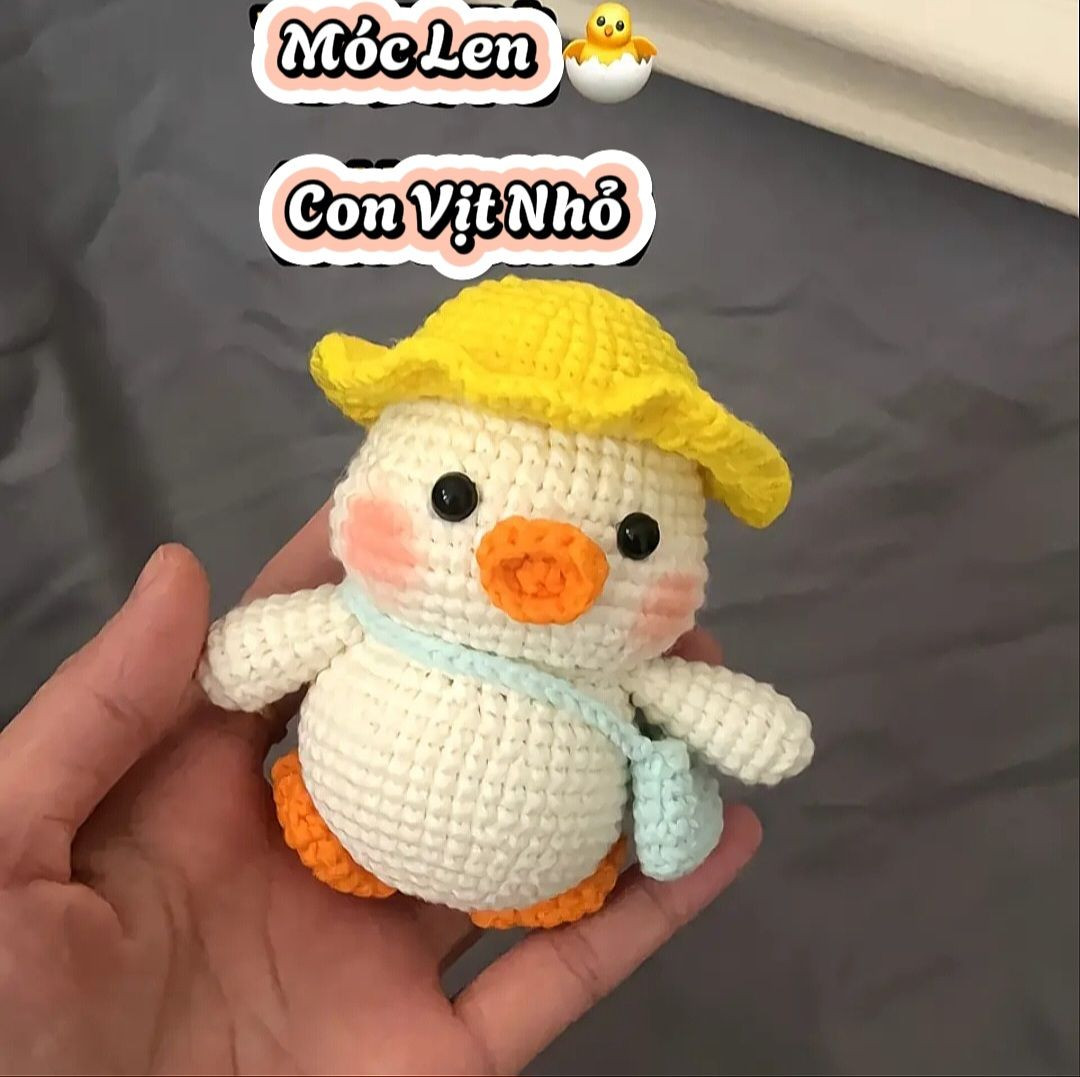 Hướng dẫn móc len búp bê vịt con nhỏ dễ thương đội mũ vàng