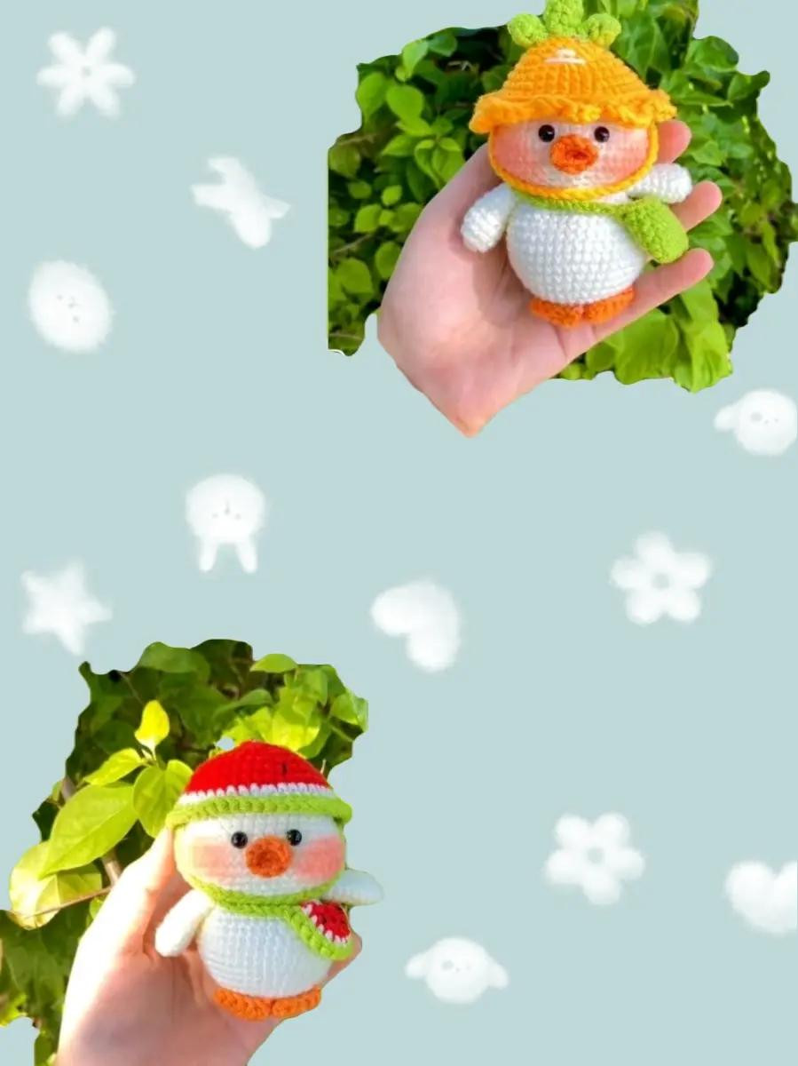 Hướng dẫn móc len búp bê vịt đội mũ ếch chi tiết từng hàng