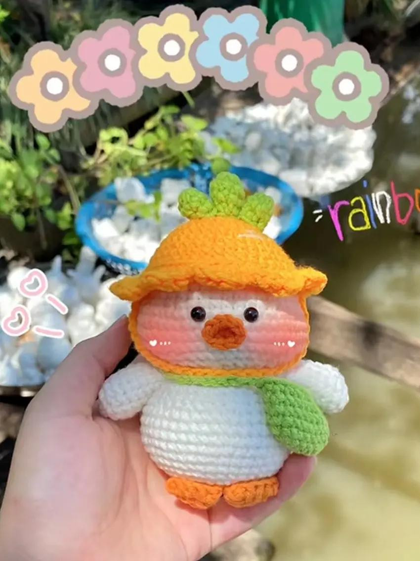 Hướng dẫn móc len búp bê vịt đội mũ ếch chi tiết từng hàng