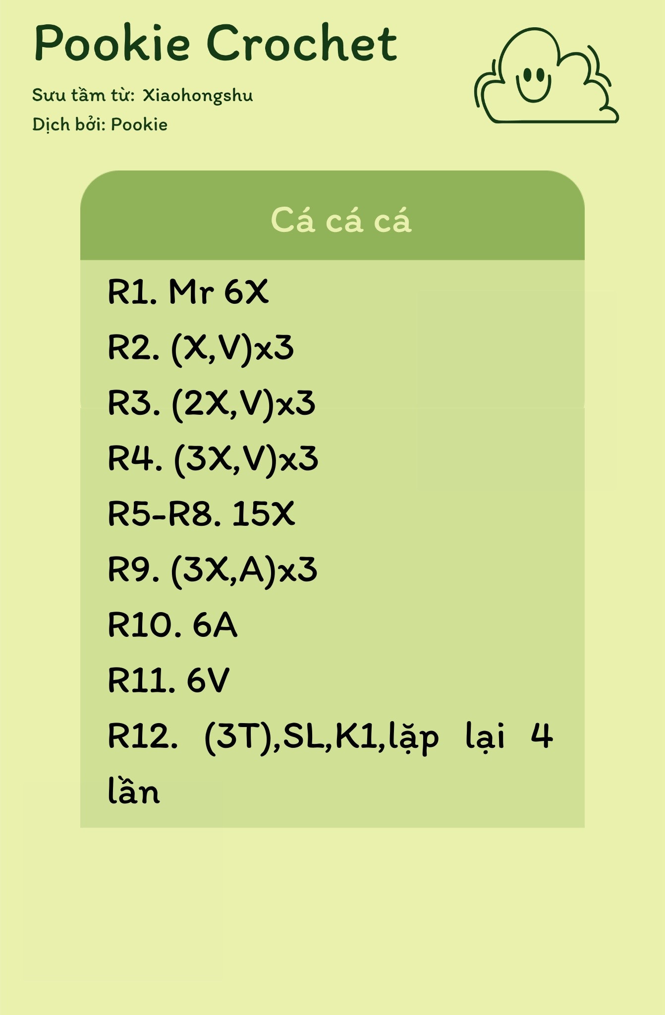 Hướng dẫn móc len Cá cá cá - Pookie Crochet