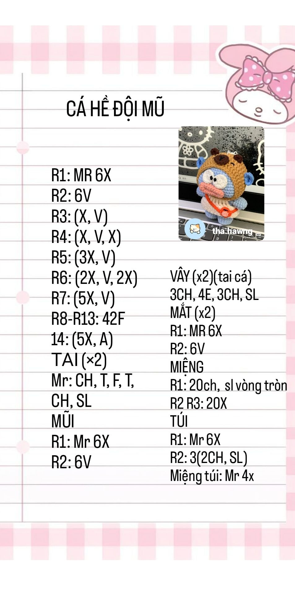 Hướng dẫn móc len Cá Hề Đội Mũ Gấu dễ thương