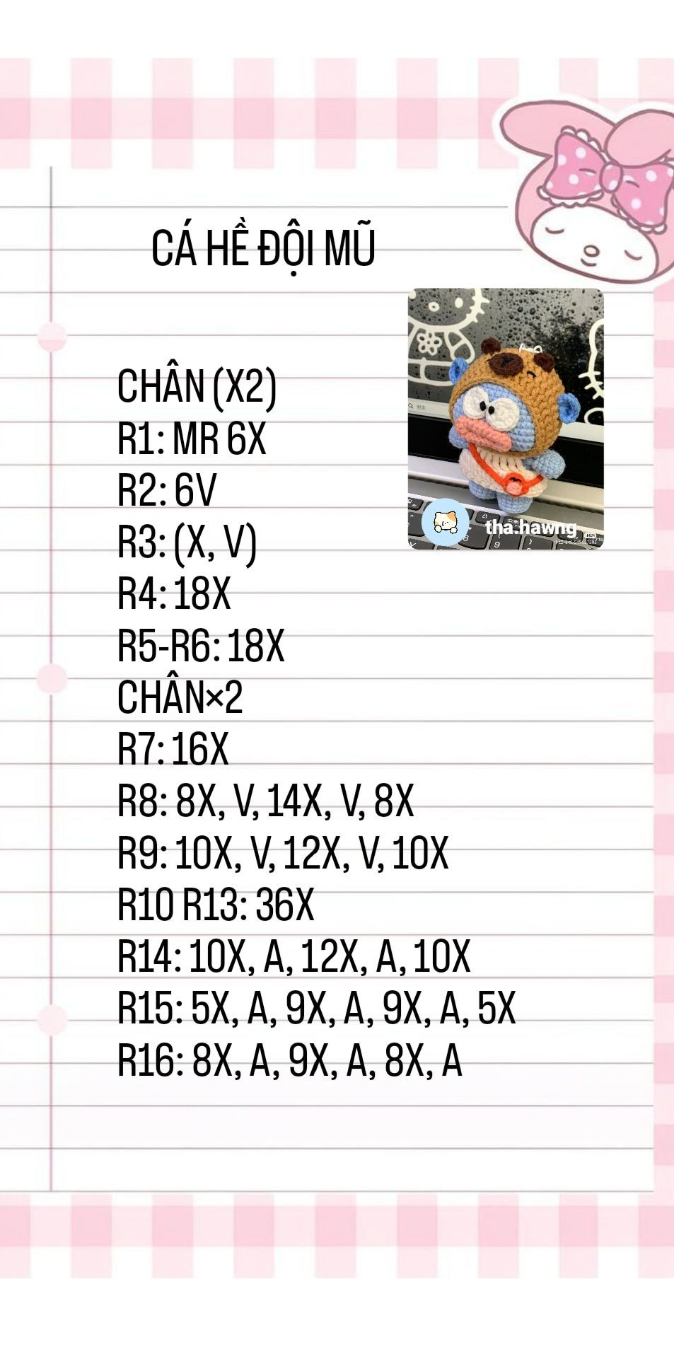 Hướng dẫn móc len Cá Hề Đội Mũ Gấu dễ thương