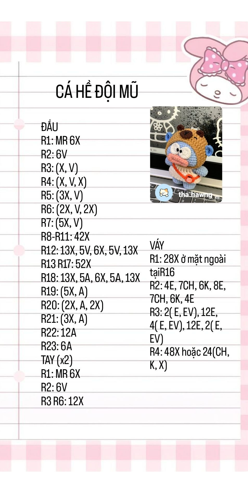 Hướng dẫn móc len Cá Hề Đội Mũ Gấu dễ thương