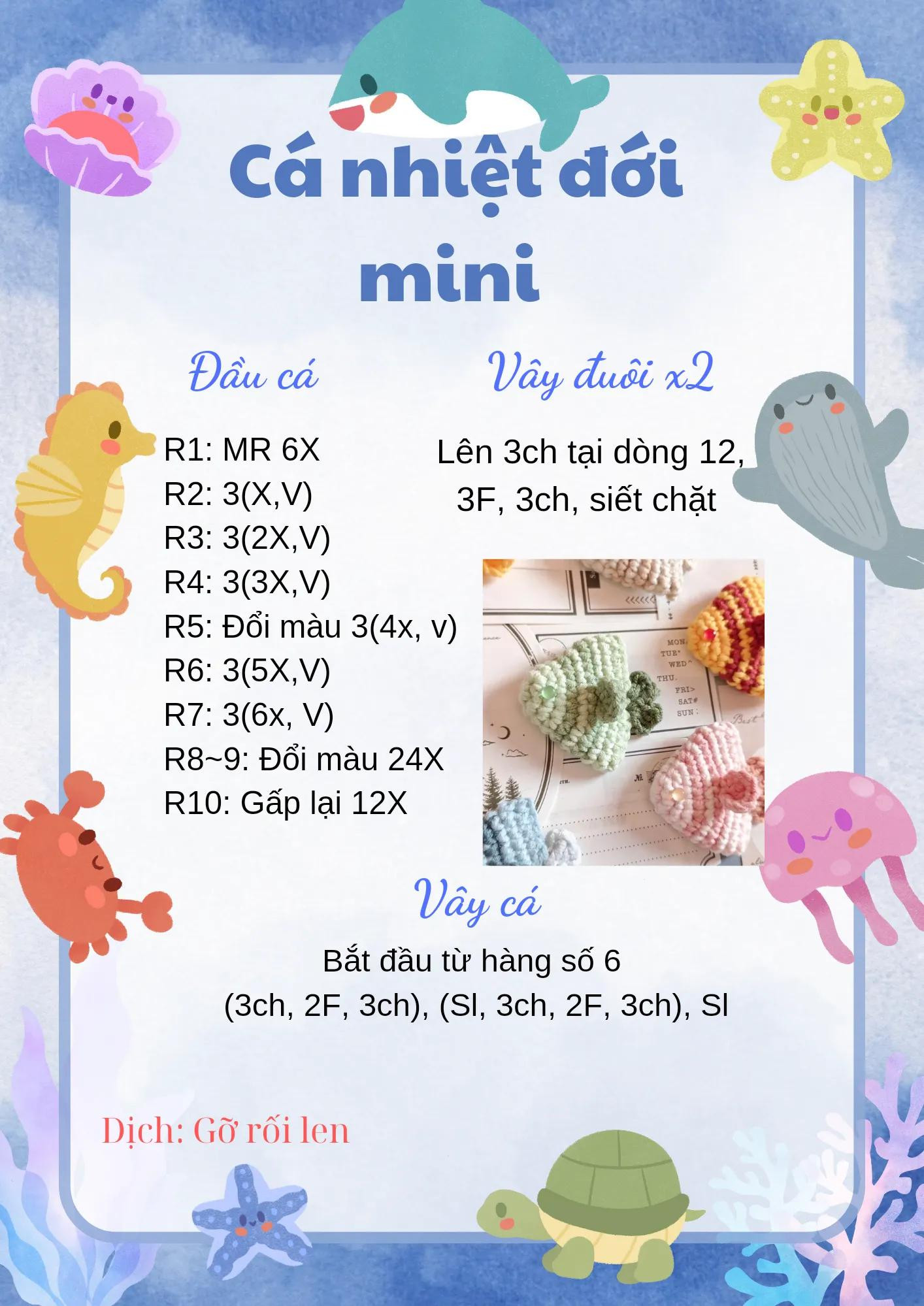 Hướng dẫn móc len cá nhiệt đới mini nhiều màu sắc dễ thương