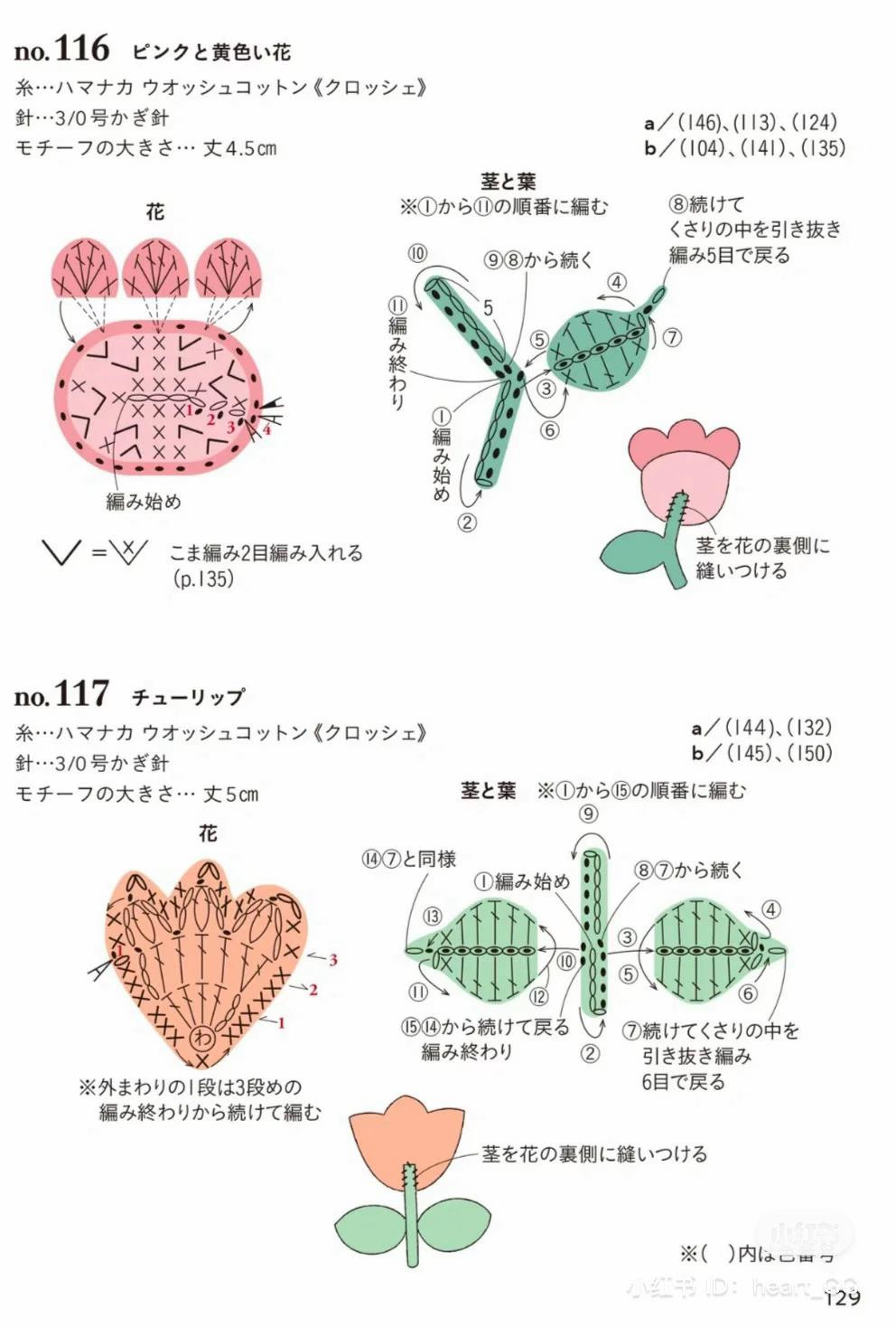 Hướng dẫn móc len các loại hoa: Bông, Tulip và Hoa xanh