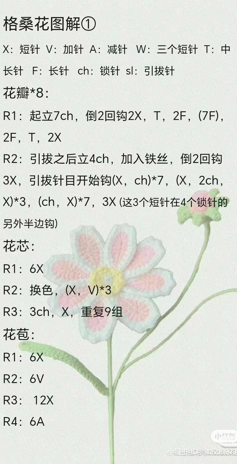 Hướng dẫn móc len các loại hoa: Phong linh, Lúa mì, Anh đào, Đại麗