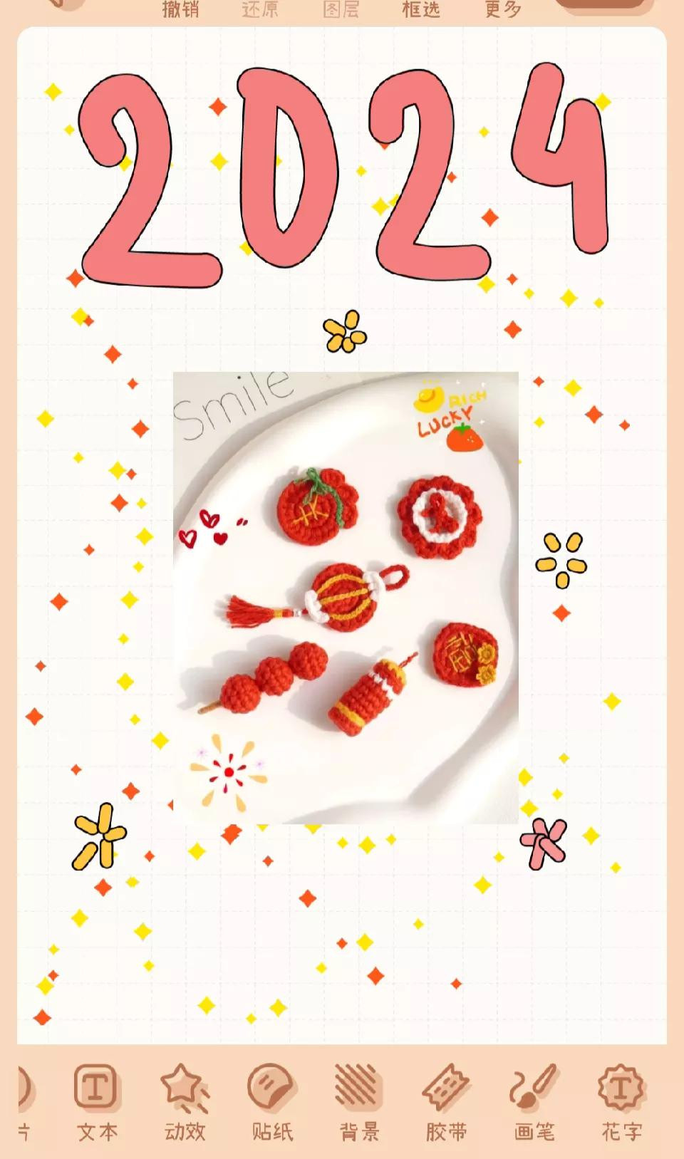 Hướng dẫn móc len các vật phẩm may mắn Tết 2024: Lồng đèn, Kẹo táo, Pháo nổ