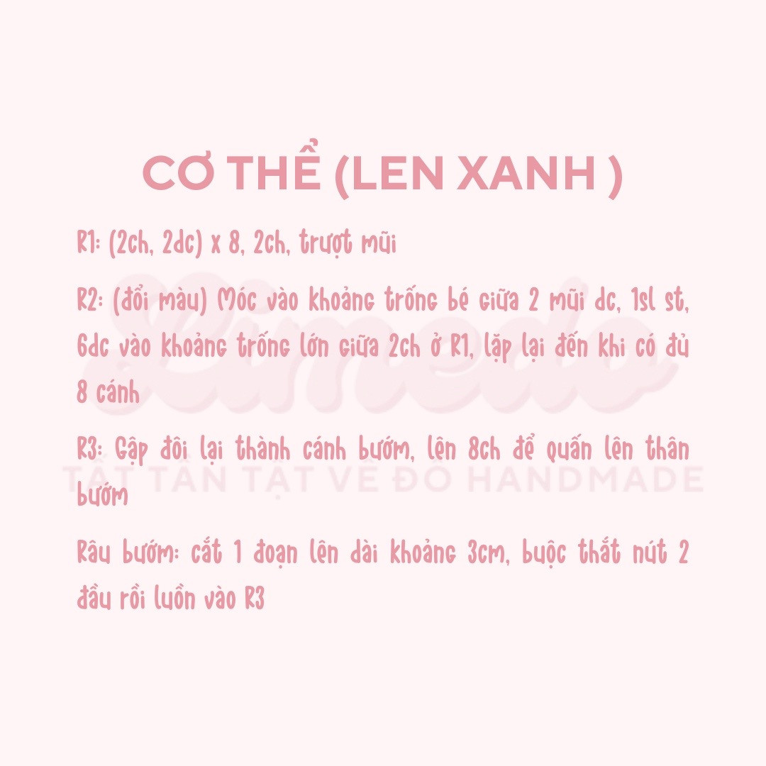 Hướng dẫn móc len cánh bướm xanh handmade