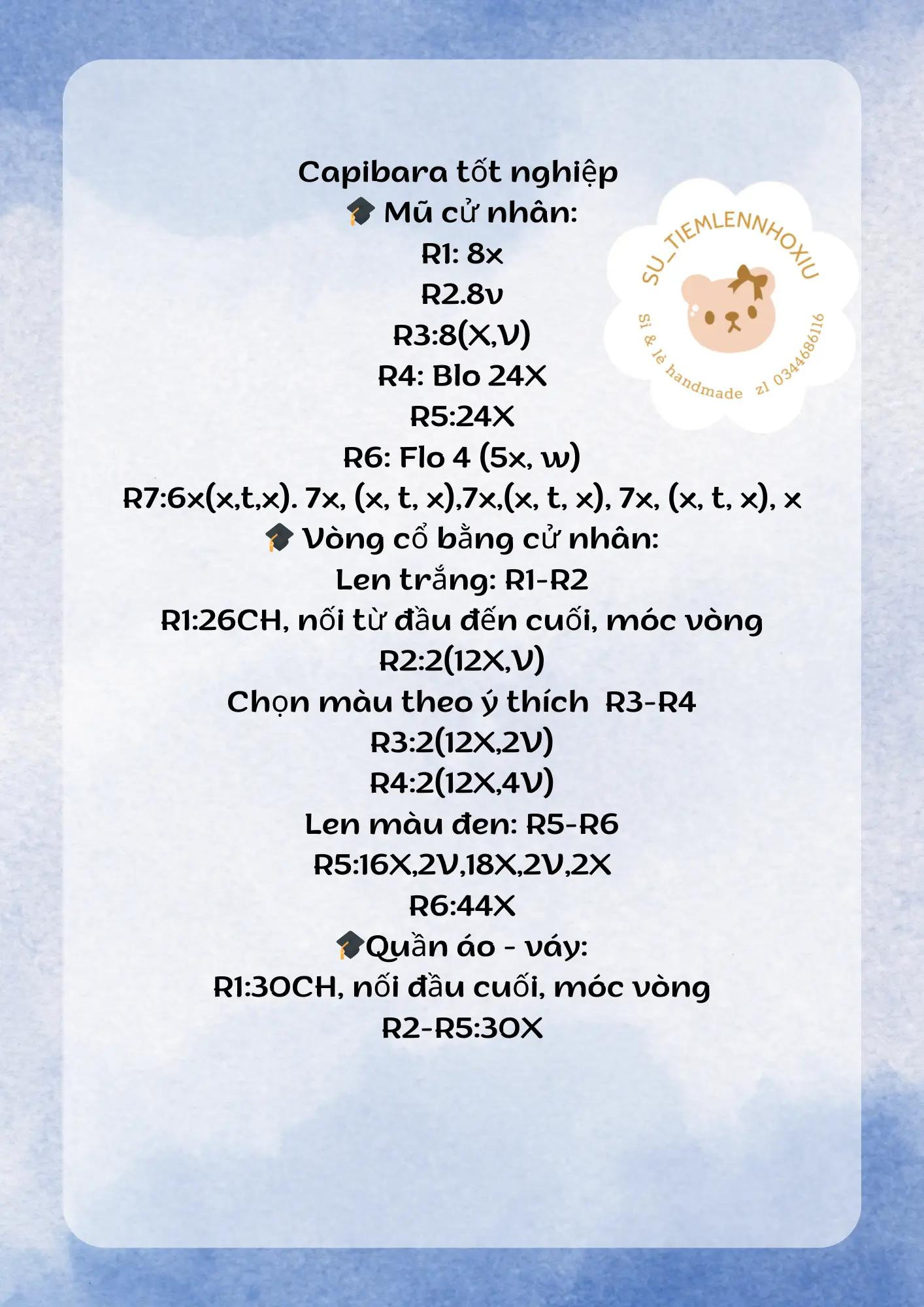 Hướng dẫn móc len Capibara tốt nghiệp dễ thương với mũ cử nhân