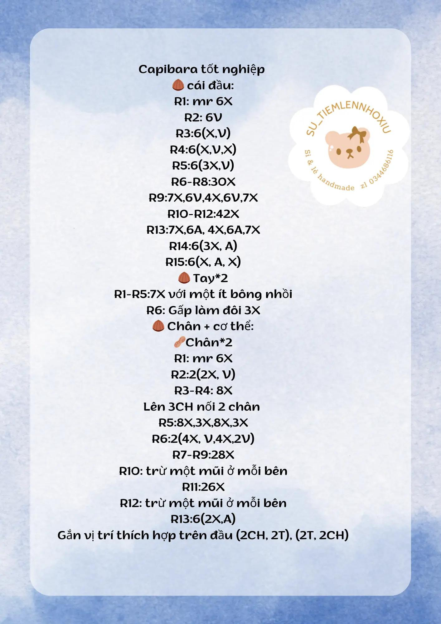 Hướng dẫn móc len Capibara tốt nghiệp dễ thương với mũ cử nhân