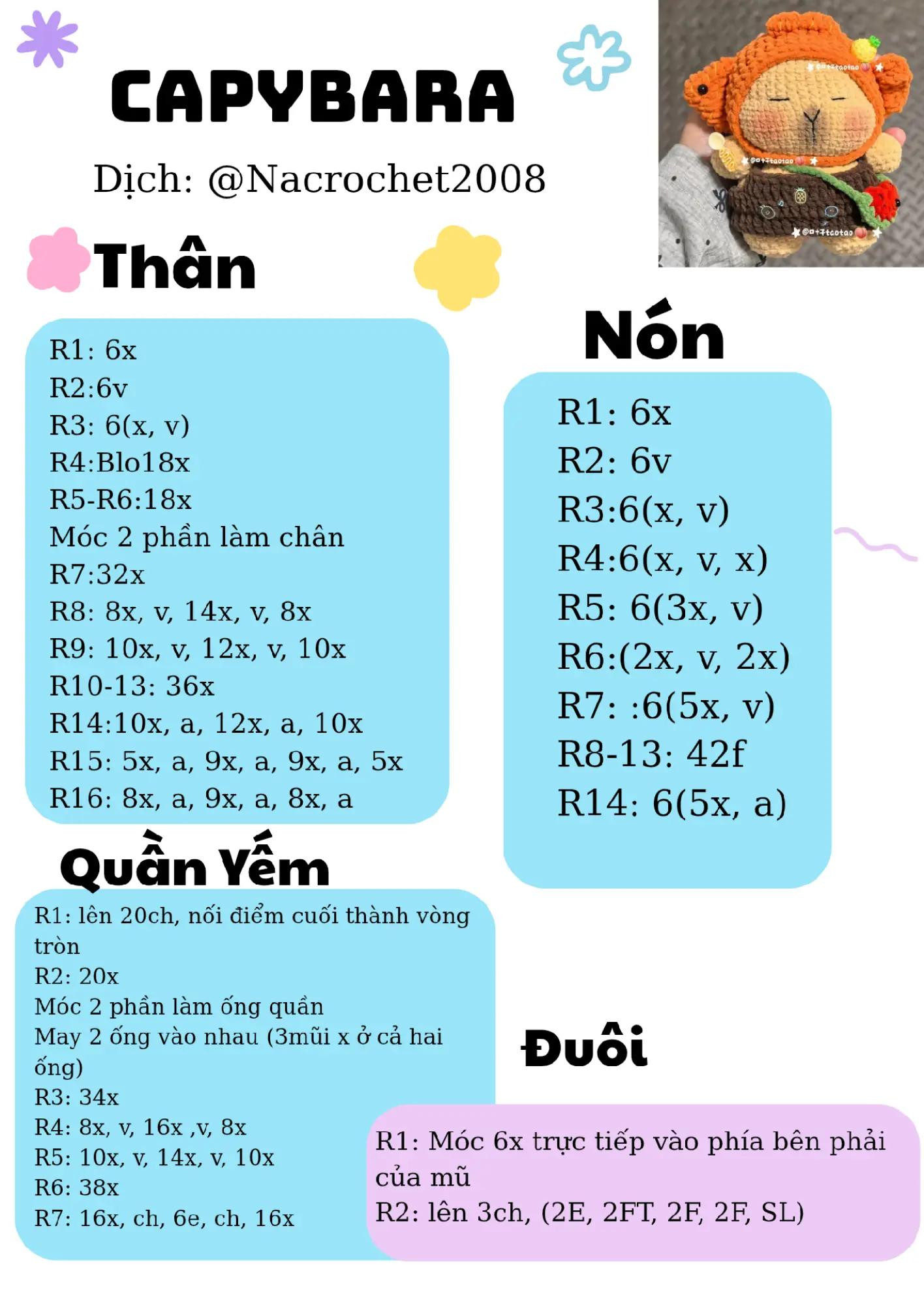 Hướng dẫn móc len Capybara cá vàng dễ thương