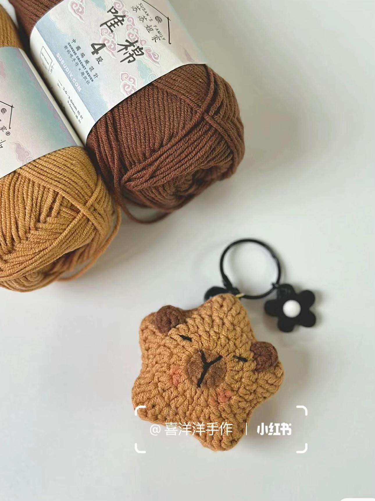 Hướng dẫn móc len Capybara hình mặt phẳng dễ thương