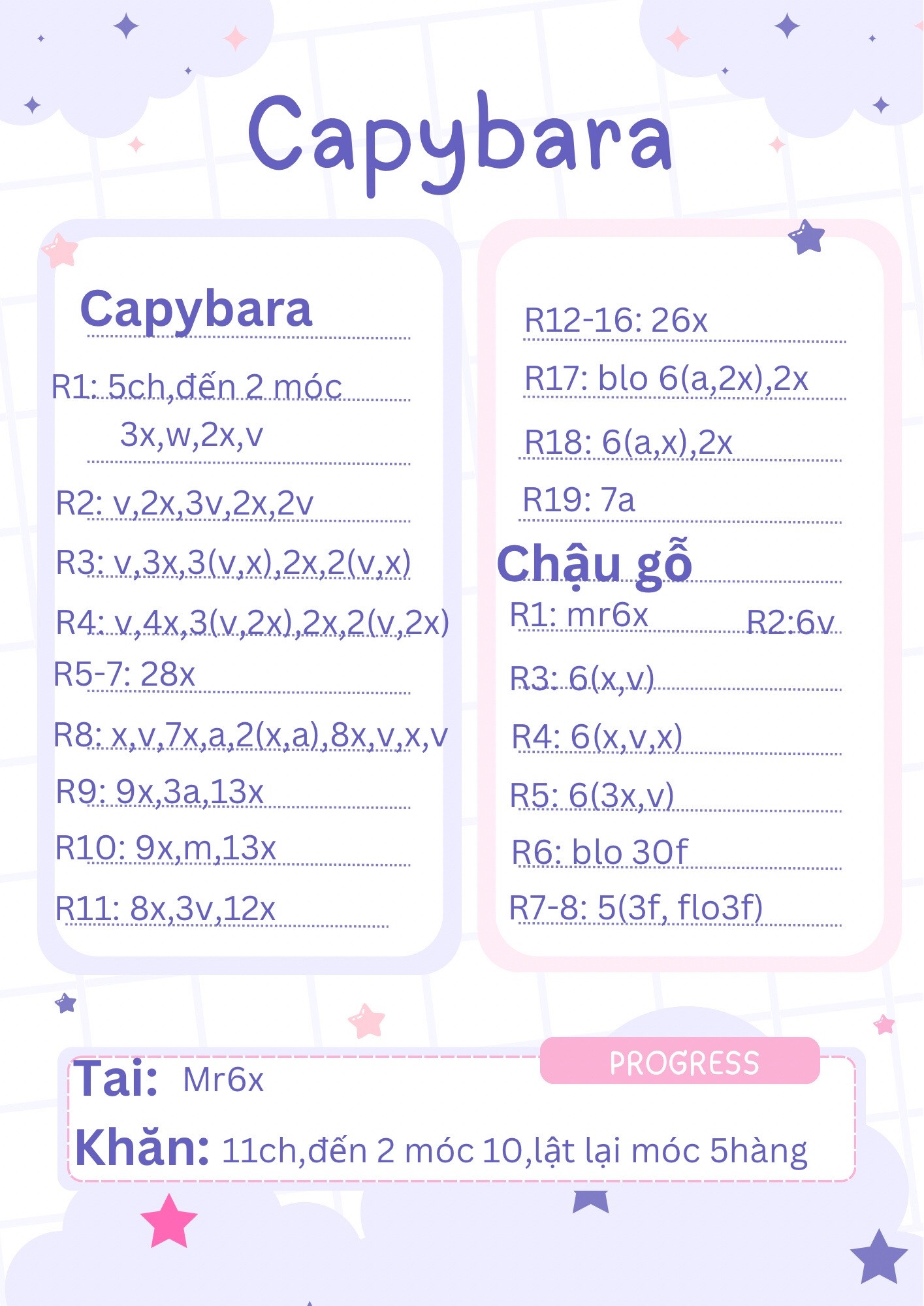 Hướng dẫn móc len Capybara ngồi chậu gỗ