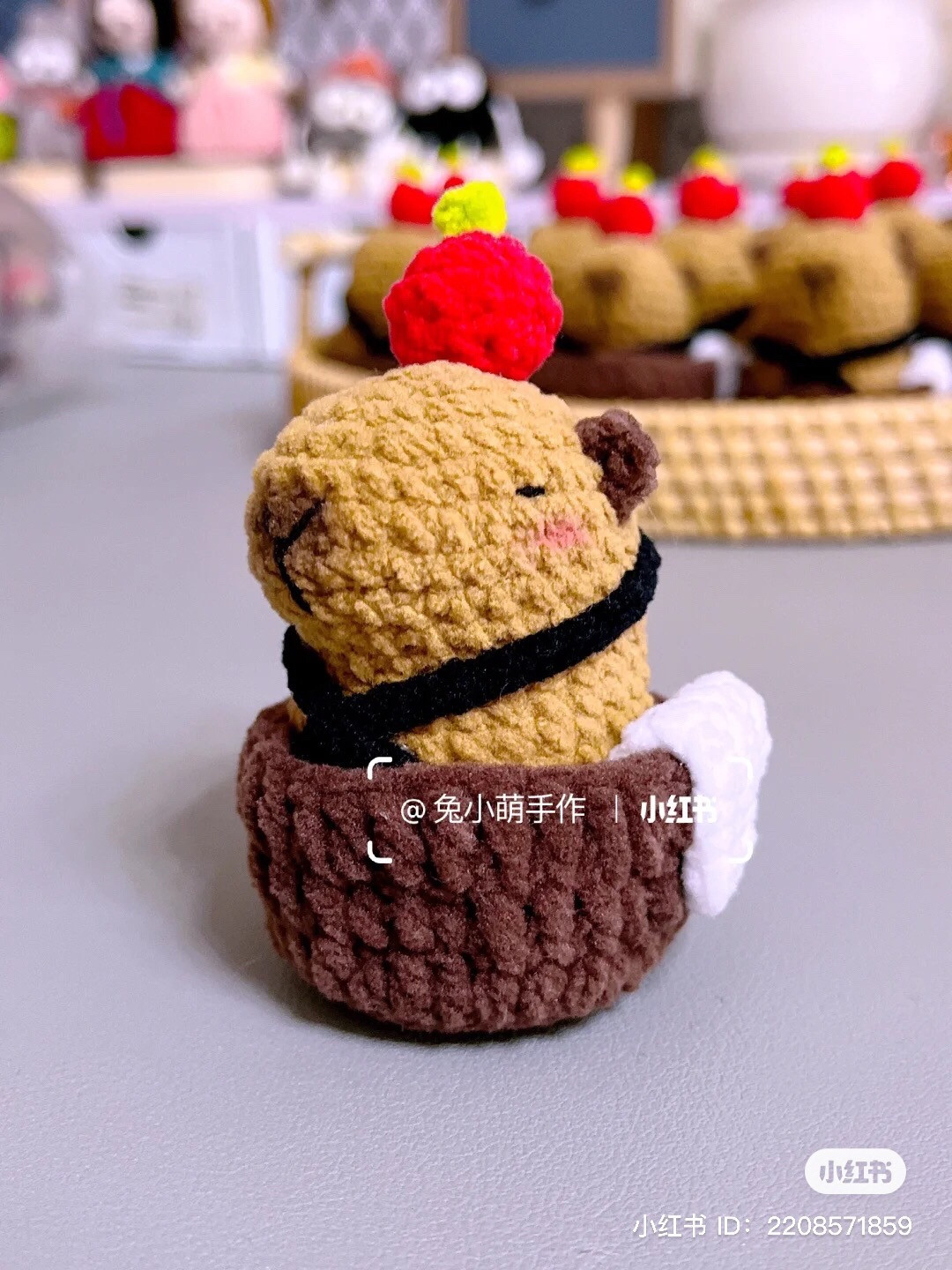 Hướng dẫn móc len Capybara ngồi chậu gỗ