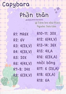 Hướng dẫn móc len Capybara ngồi trên hoa sen