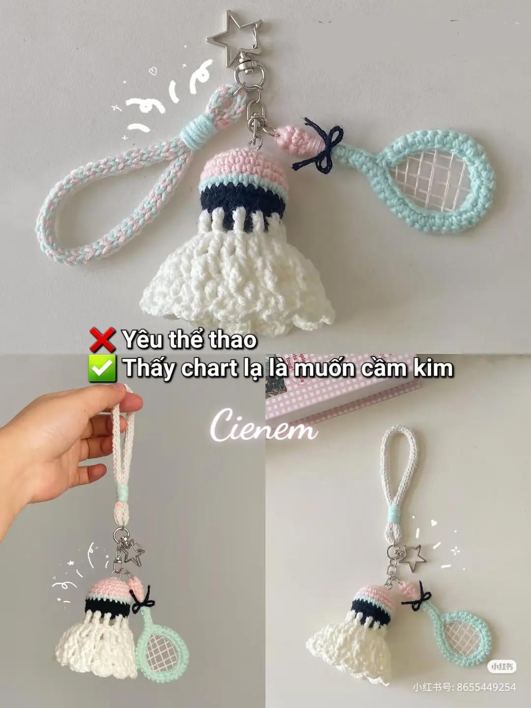 Hướng dẫn móc len cầu lông và vợt cầu lông dễ thương