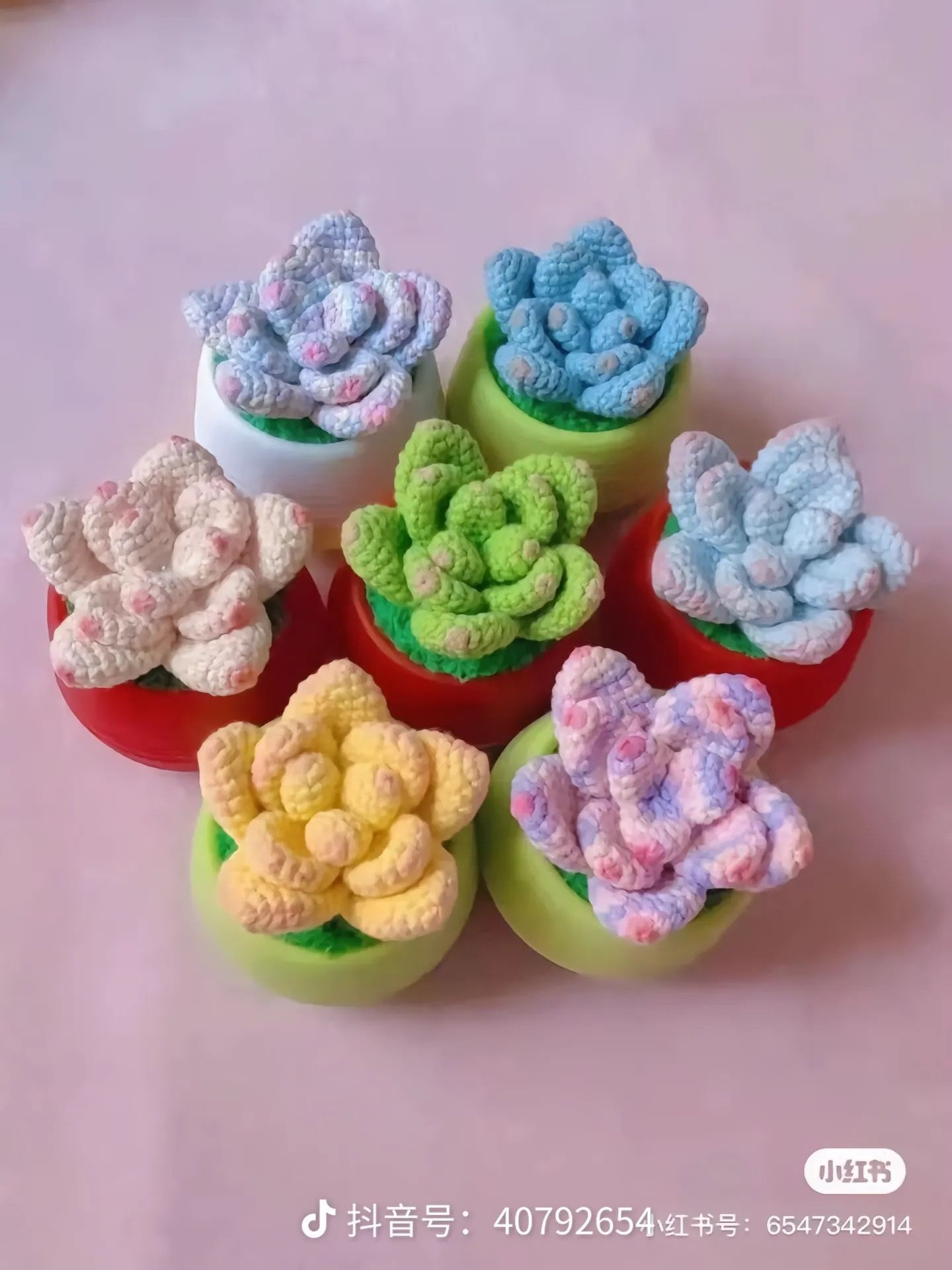 Hướng dẫn móc len cây sen đá: Chart chi tiết phần lá, chậu và đất