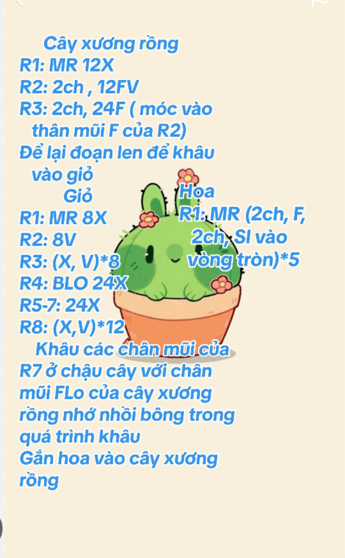 Hướng dẫn móc len cây xương rồng mini làm khóa