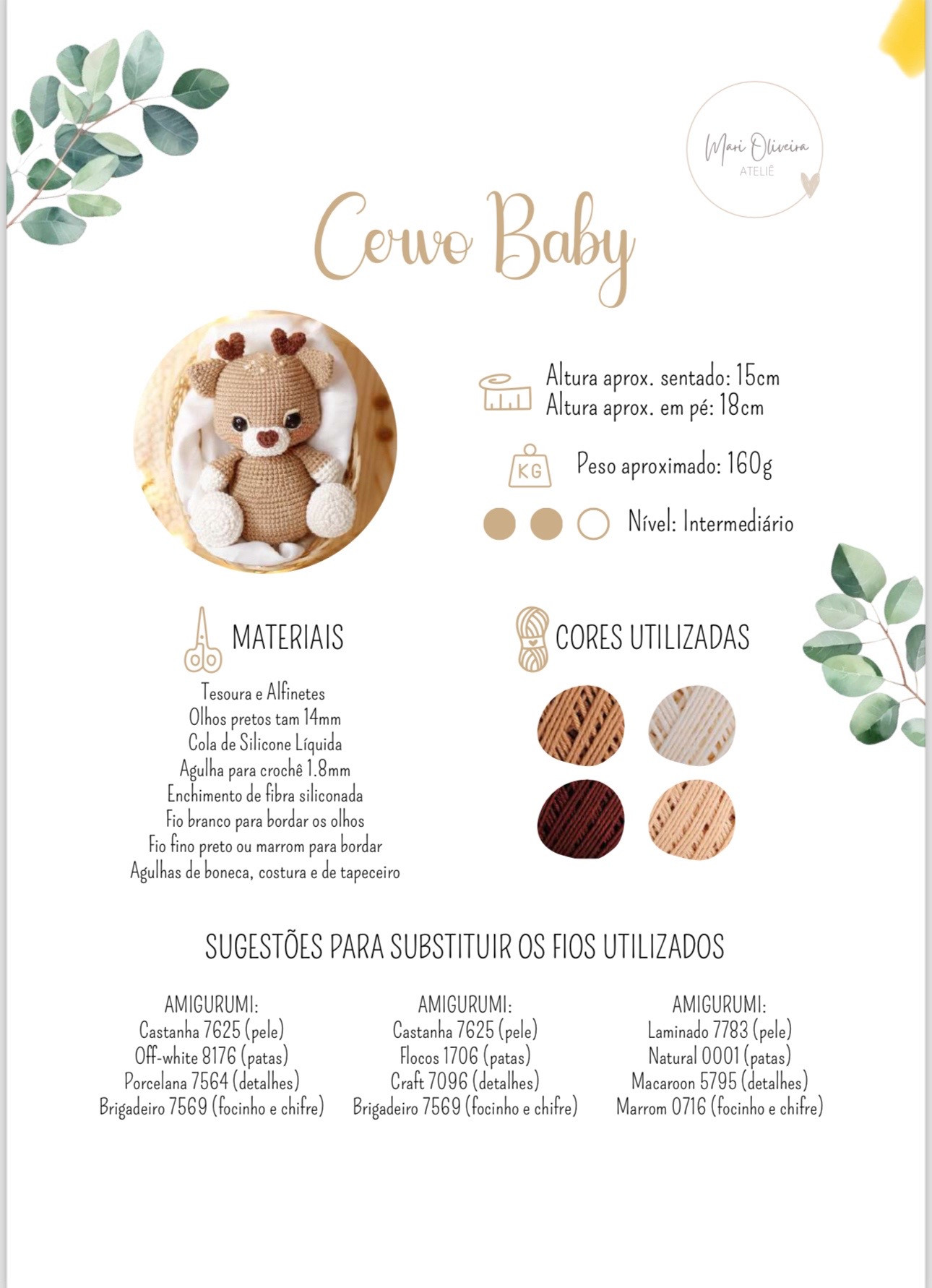 Hướng dẫn móc len Cervo Baby (Hươu con) - Amigurumi