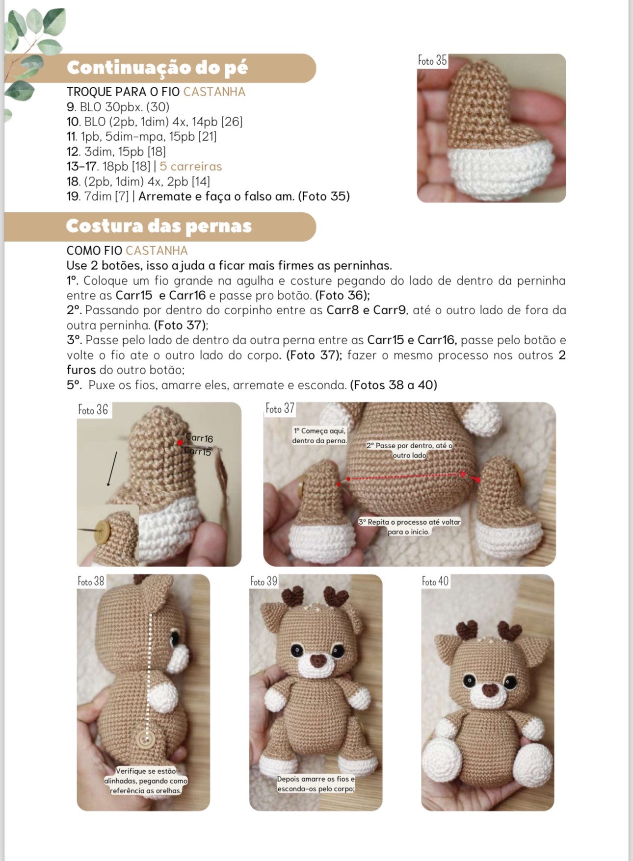 Hướng dẫn móc len Cervo Baby (Hươu con) - Amigurumi