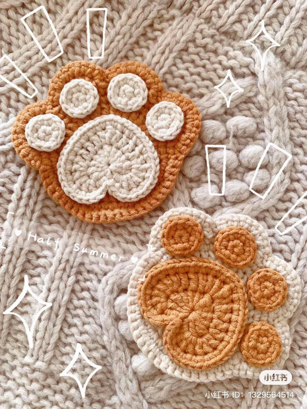 Hướng dẫn móc len chân thú màu nâu kem dễ thương