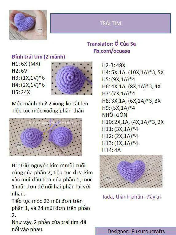 Hướng dẫn móc len chậu hoa trái tim màu đỏ và be chi tiết từng hàng