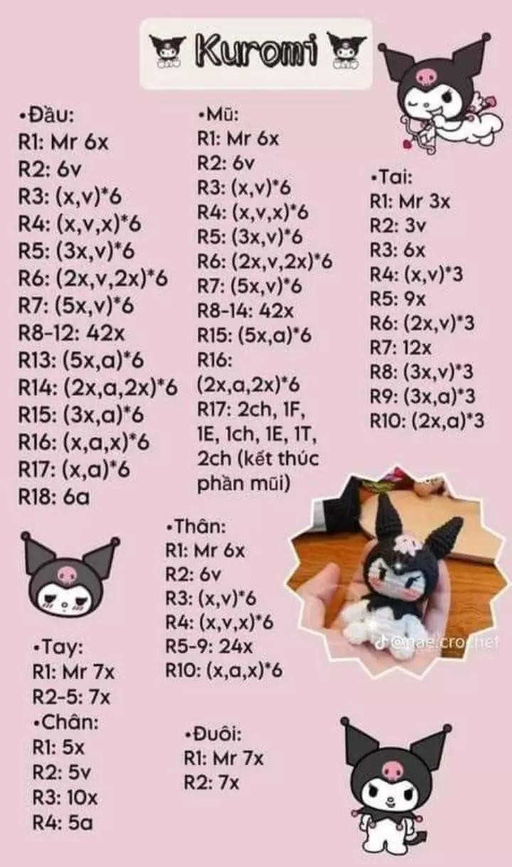 Hướng dẫn móc len chi tiết: Búp bê thỏ, Gấu Pooh và Gà Trứng với bảng chỉ dẫn từng bước