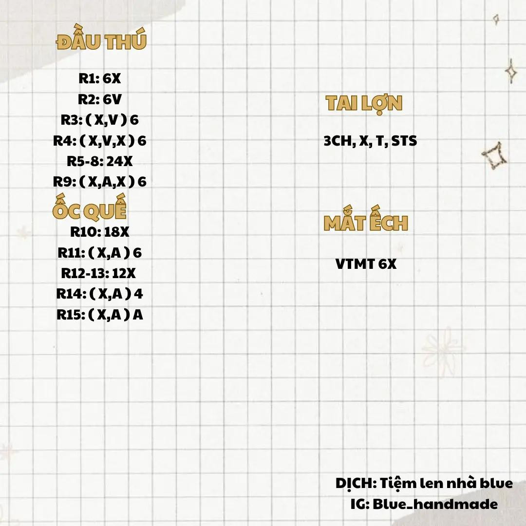 Hướng dẫn móc len chi tiết làm đầu thú, ốc quế và mắt ếch cho chìa khóa hình kem