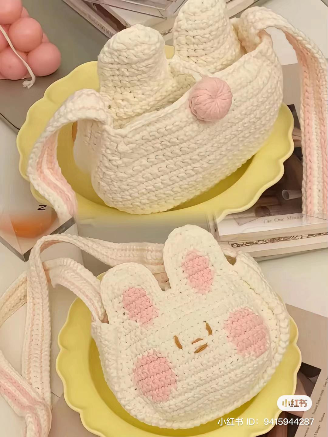 Hướng dẫn móc len chi tiết: Túi xách hình thỏ dễ thương màu trắng hồng