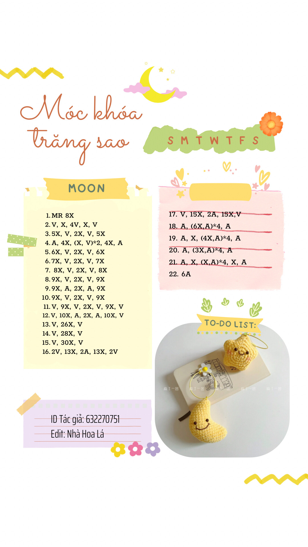 Hướng dẫn móc len chìa khóa mặt trăng và ngôi sao dễ thương