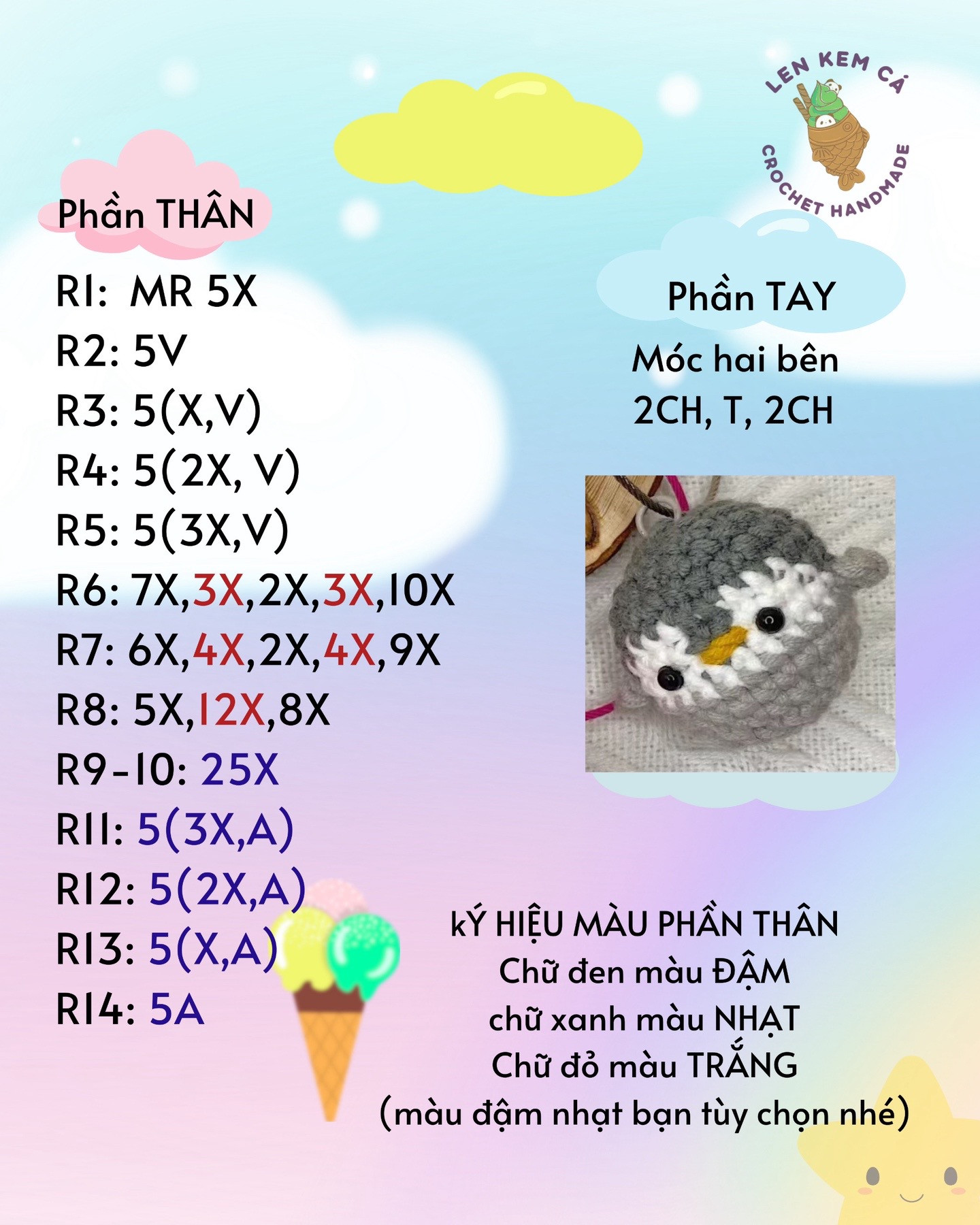 Hướng dẫn móc len chim cánh cụt dễ thương