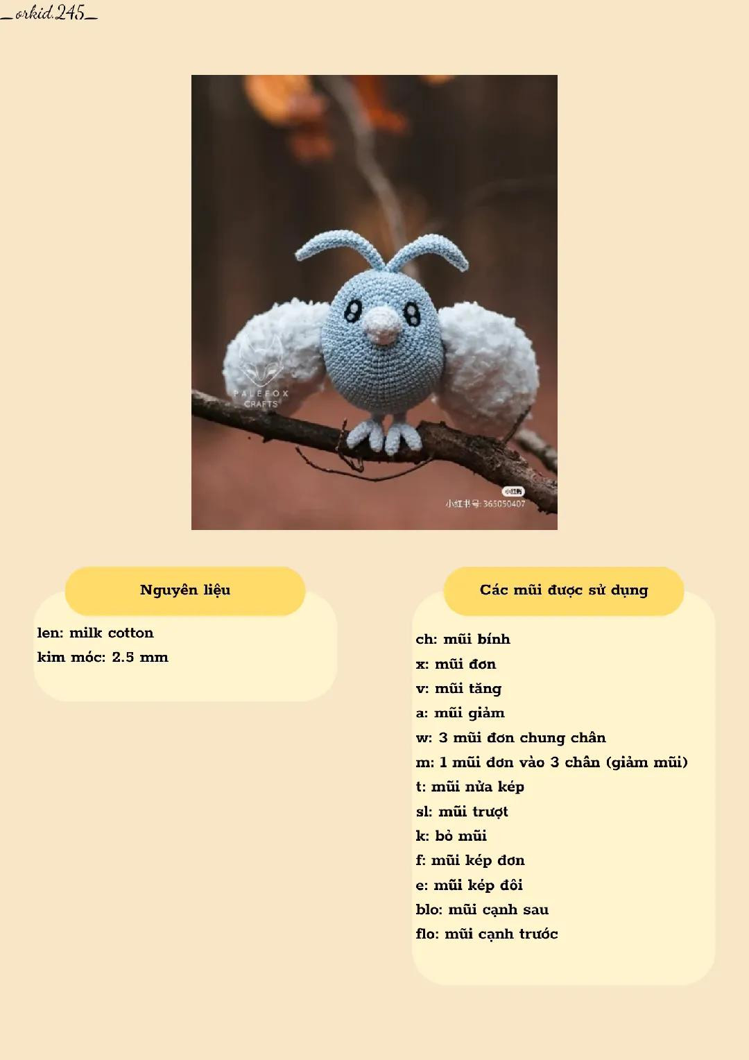 Hướng dẫn móc len chim cú xanh trắng dễ thương