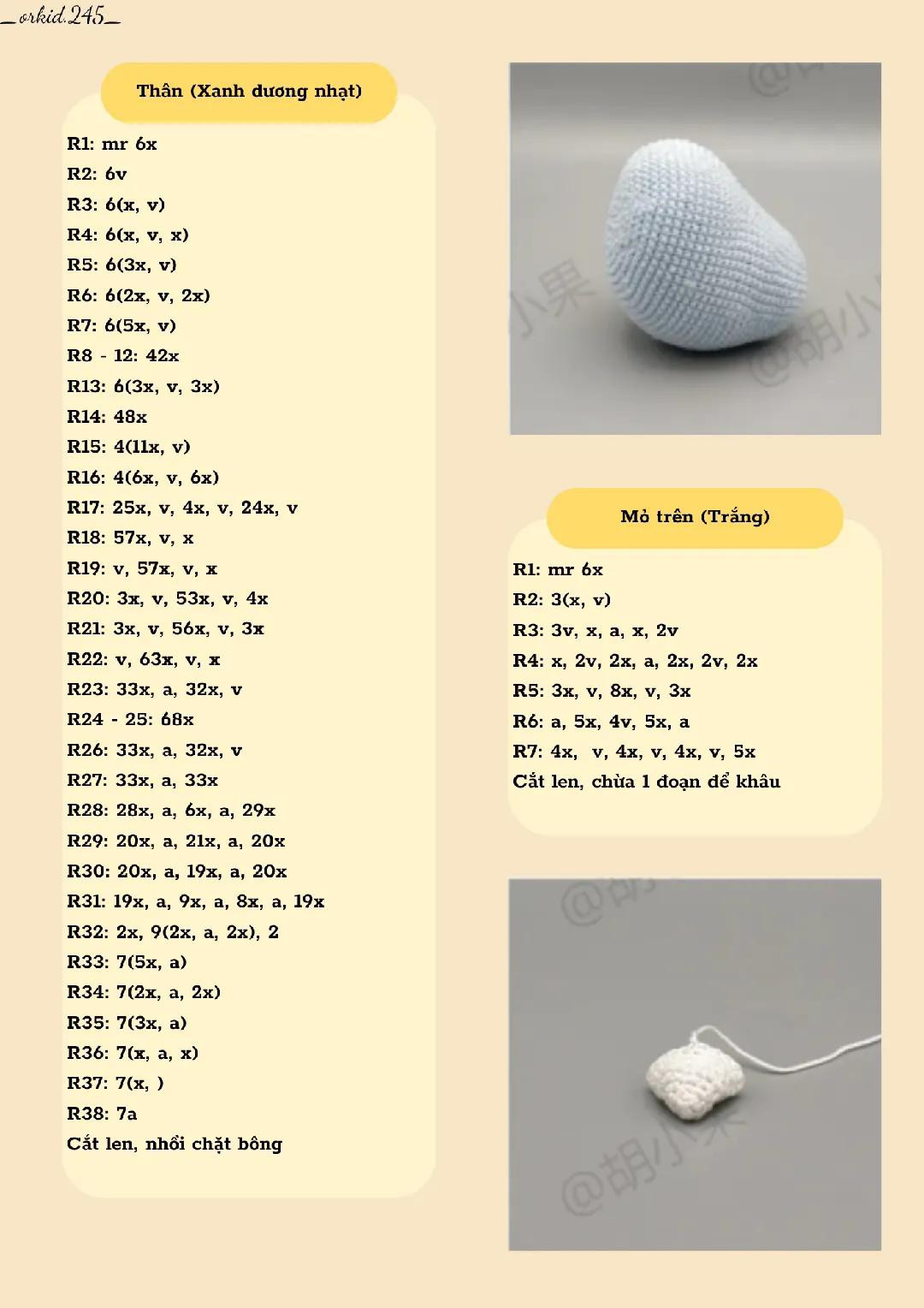 Hướng dẫn móc len chim cú xanh trắng dễ thương