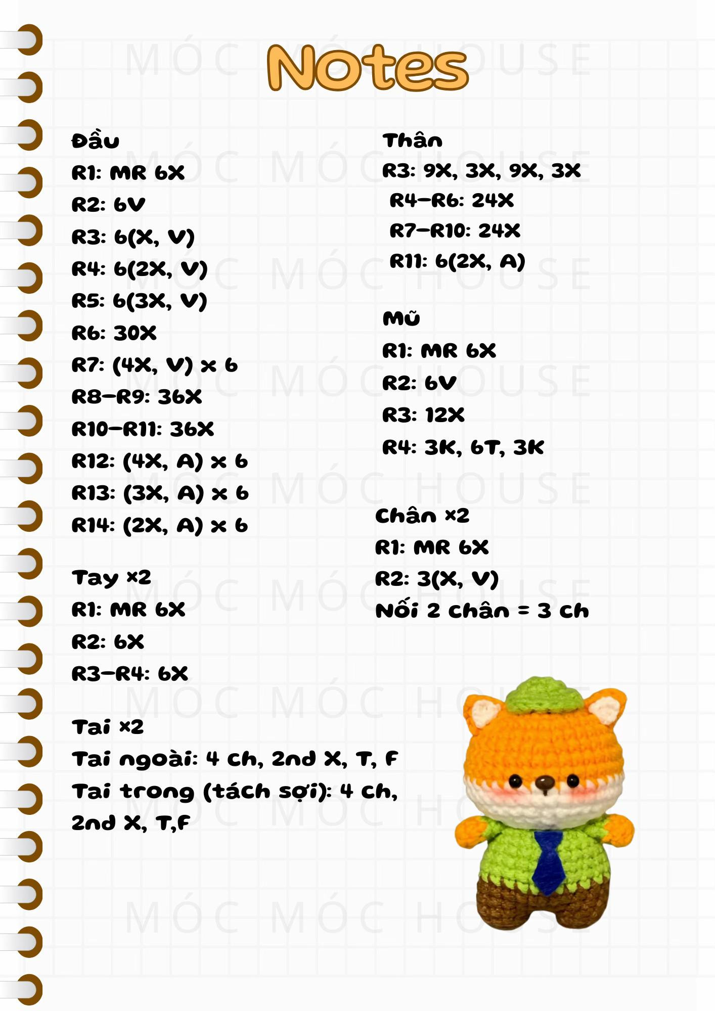 Hướng dẫn móc len chú Cáo và Thỏ cảnh sát Zootopia