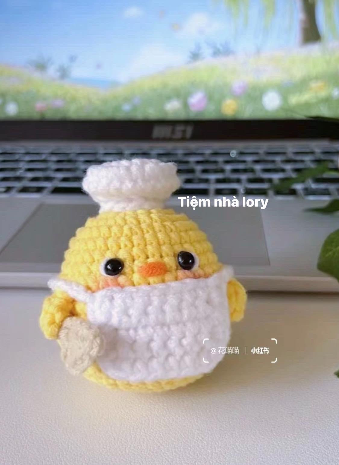 Hướng dẫn móc len chú gà đầu bếp dễ thương