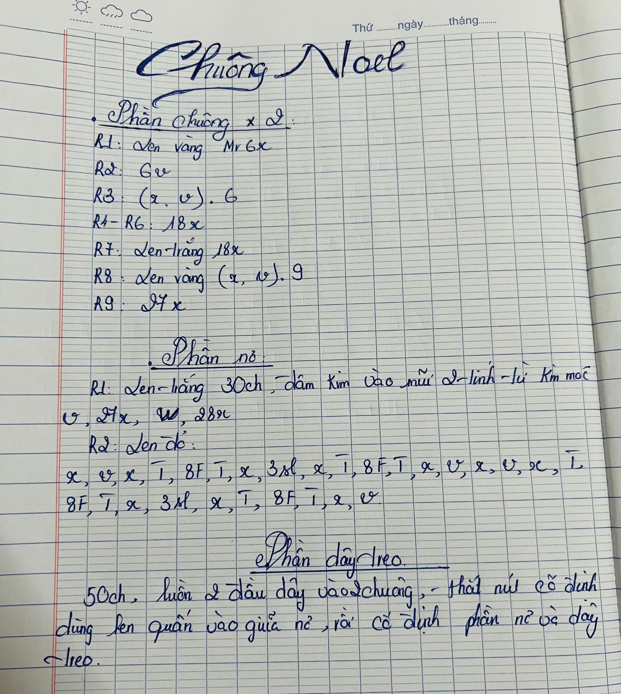 Hướng dẫn móc len Chuông Noel màu đỏ trắng