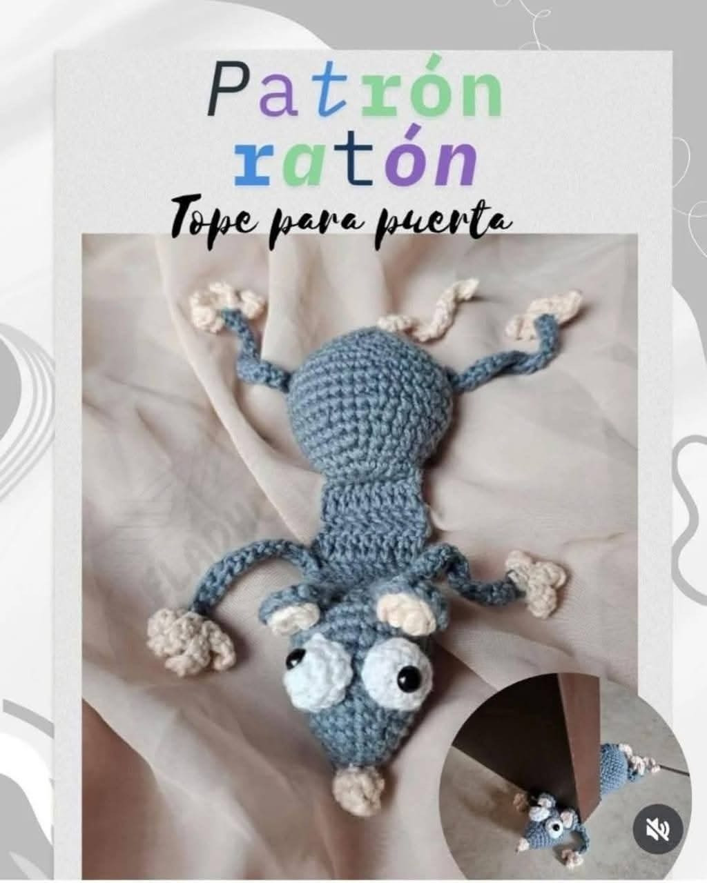 Hướng dẫn móc len chuột chụm cửa màu xám