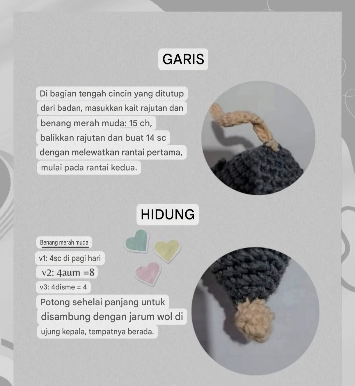 Hướng dẫn móc len chuột chụm cửa màu xám