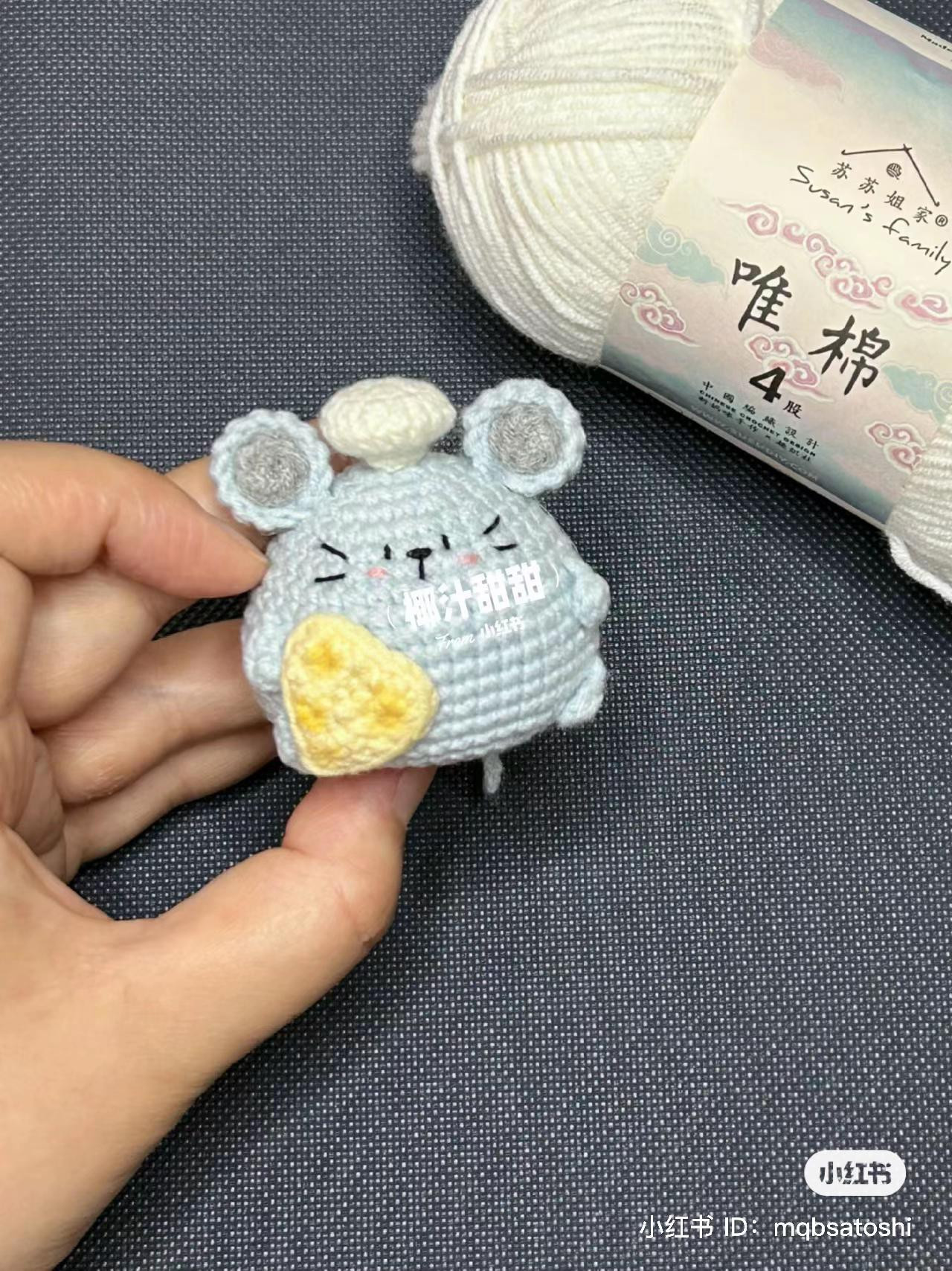 Hướng dẫn móc len chuột xanh nhạt ăn phomai, chart tiếng Việt chi tiết từng phần