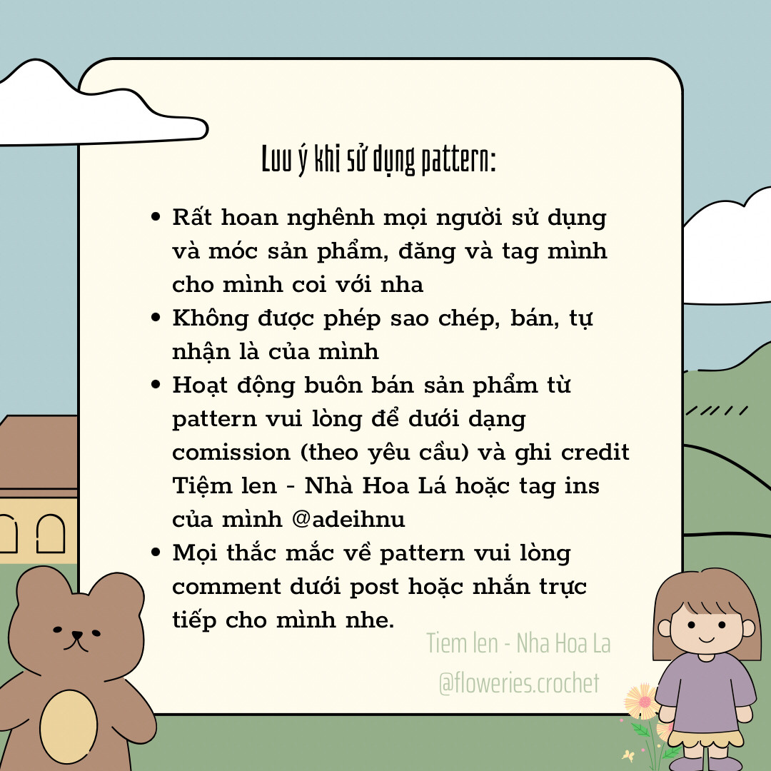 Hướng dẫn móc len chụp tai hình bướm - Free Pattern