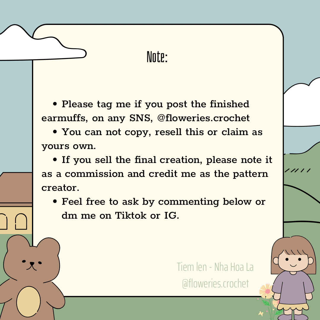 Hướng dẫn móc len chụp tai hình bướm - Free Pattern