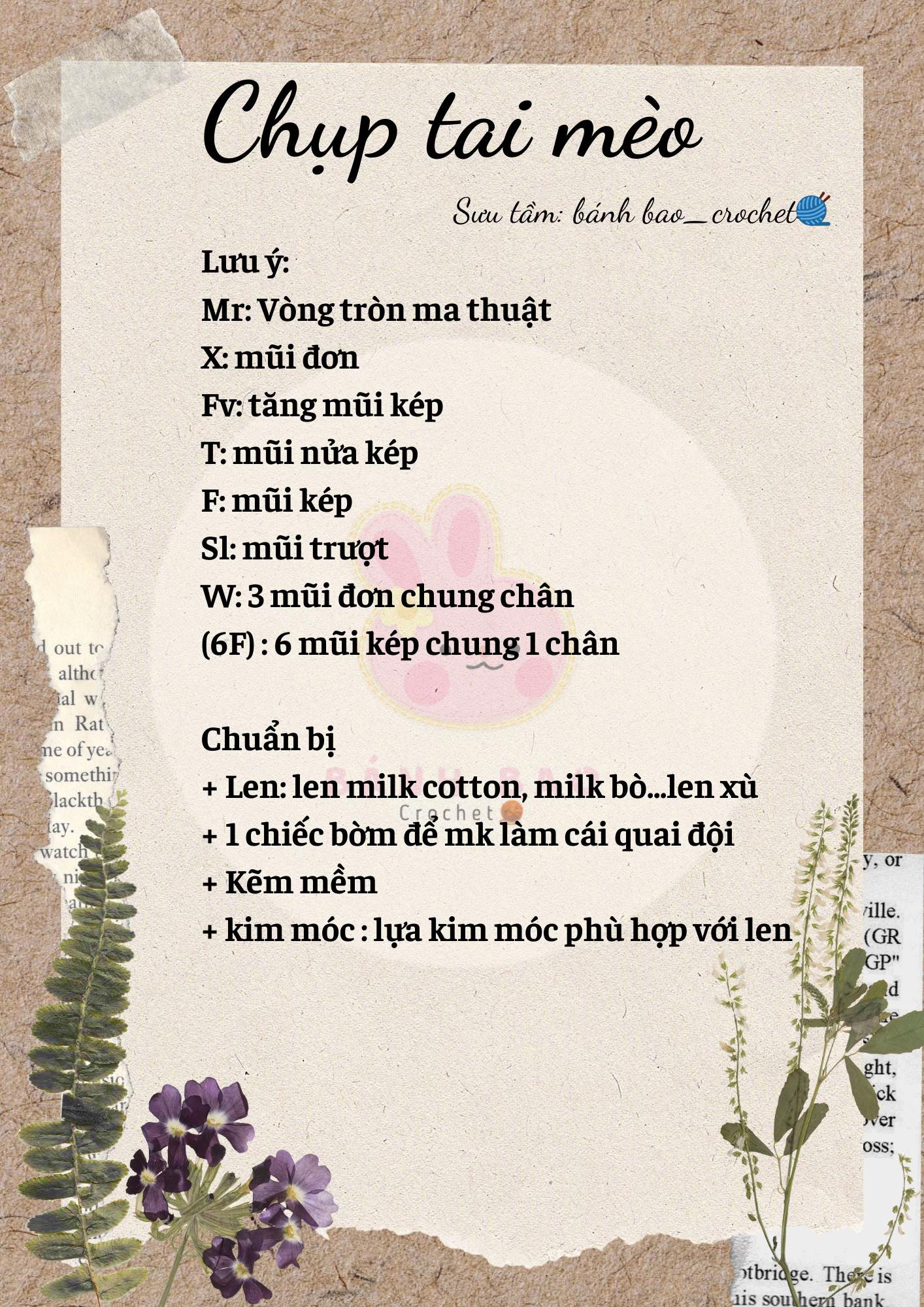 Hướng dẫn móc len chụp tai mèo hồng trắng dễ thương