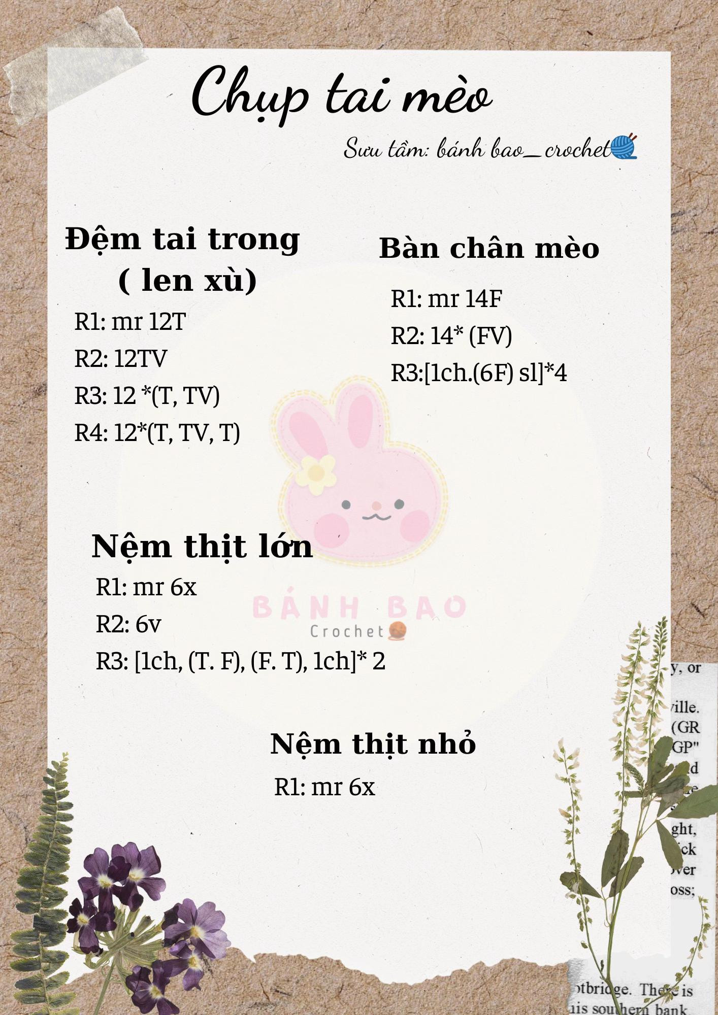 Hướng dẫn móc len chụp tai mèo hồng trắng dễ thương