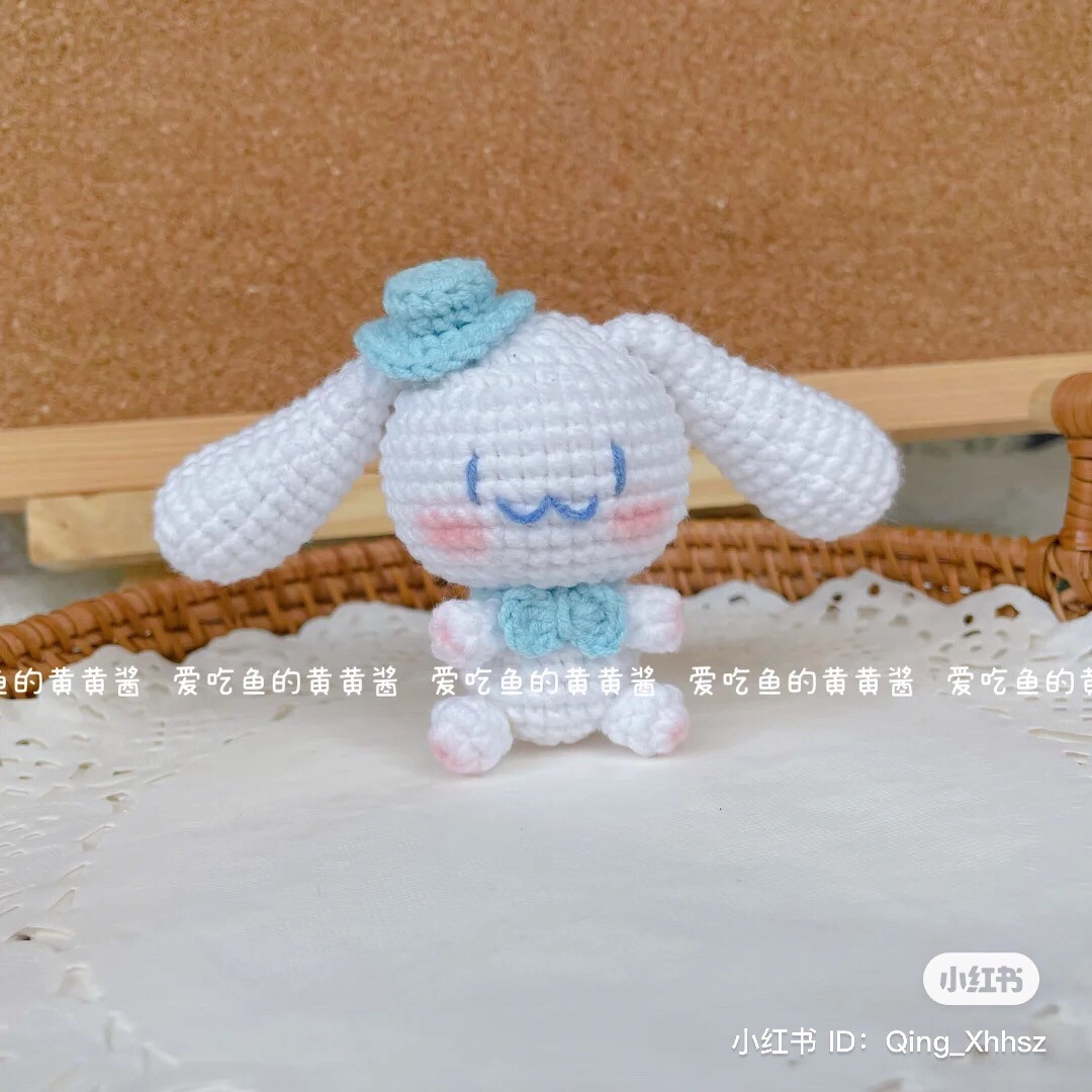 Hướng dẫn móc len Cinnamoroll màu trắng xanh