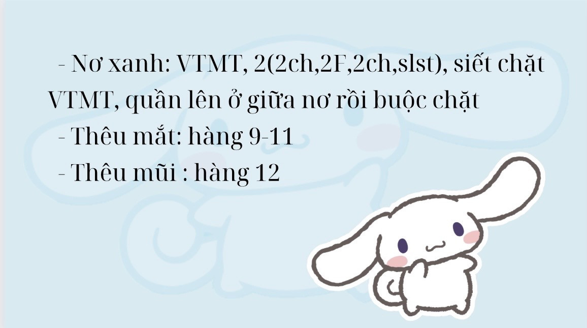 Hướng dẫn móc len Cinnamoroll trắng xanh dễ thương