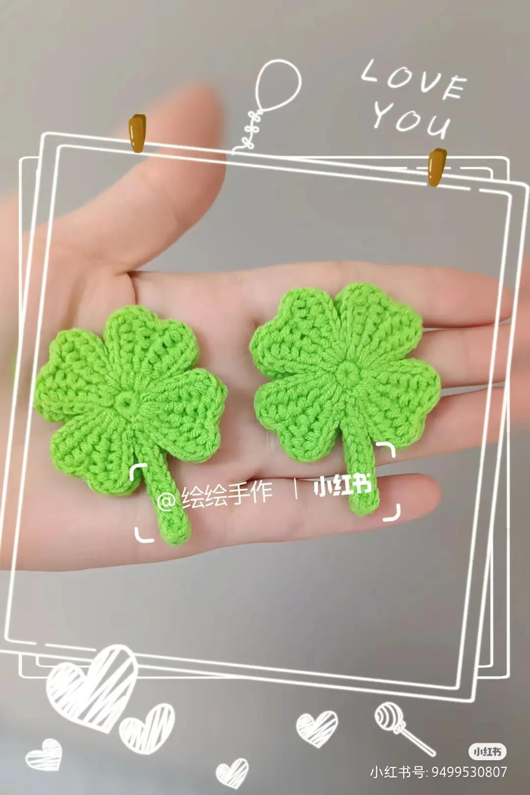 Hướng dẫn móc len cỏ 4 lá may mắn màu xanh