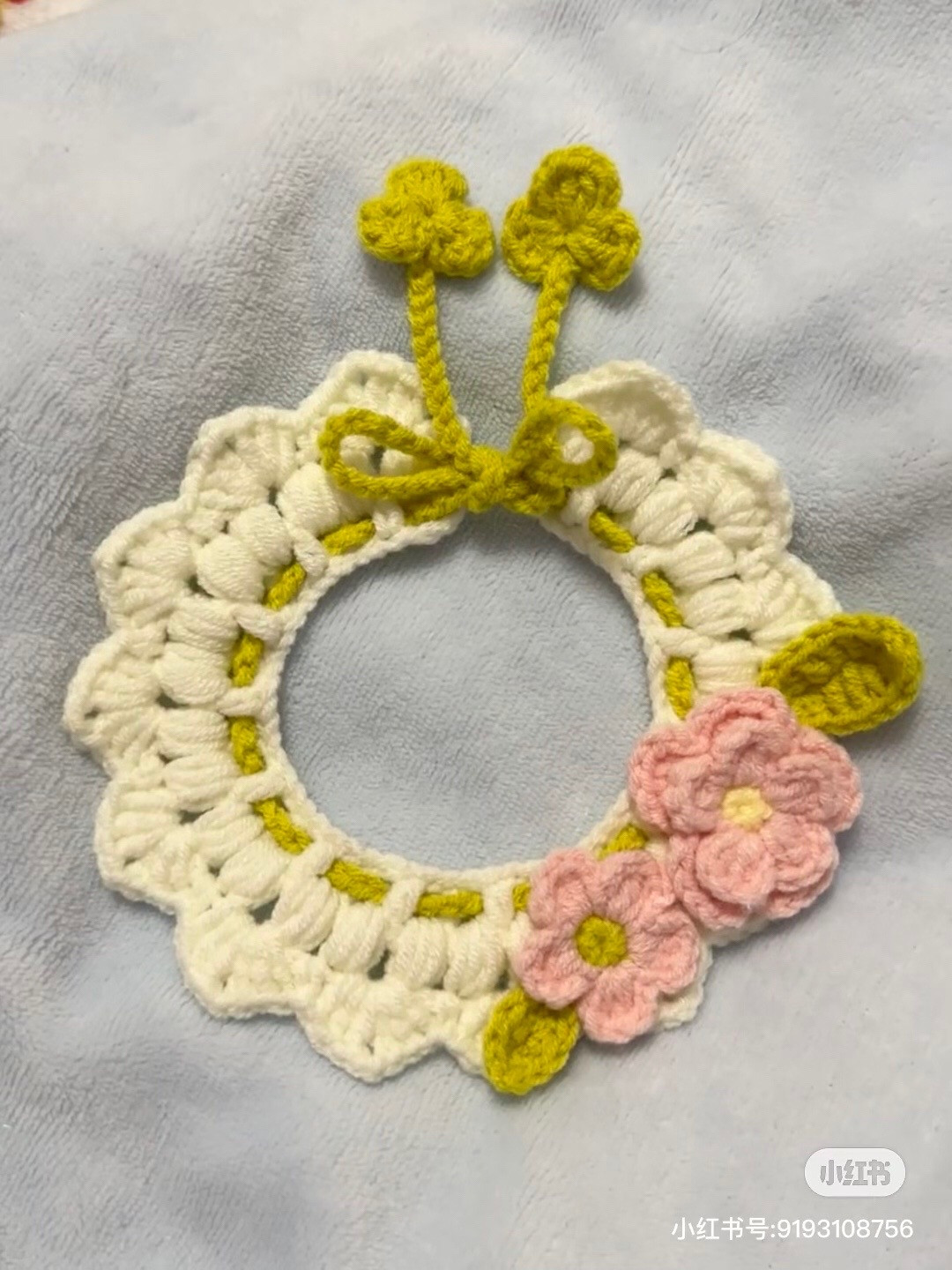 Hướng dẫn móc len cổ áo cho mèo hoa hồng