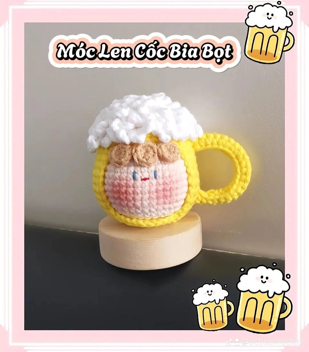 Hướng dẫn móc len cốc bia bọt dễ thương