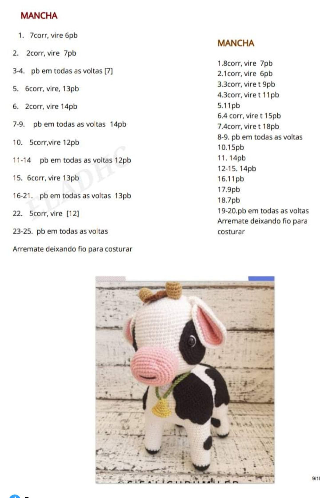 Hướng dẫn móc len con bò Mimosa đen trắng dễ thương