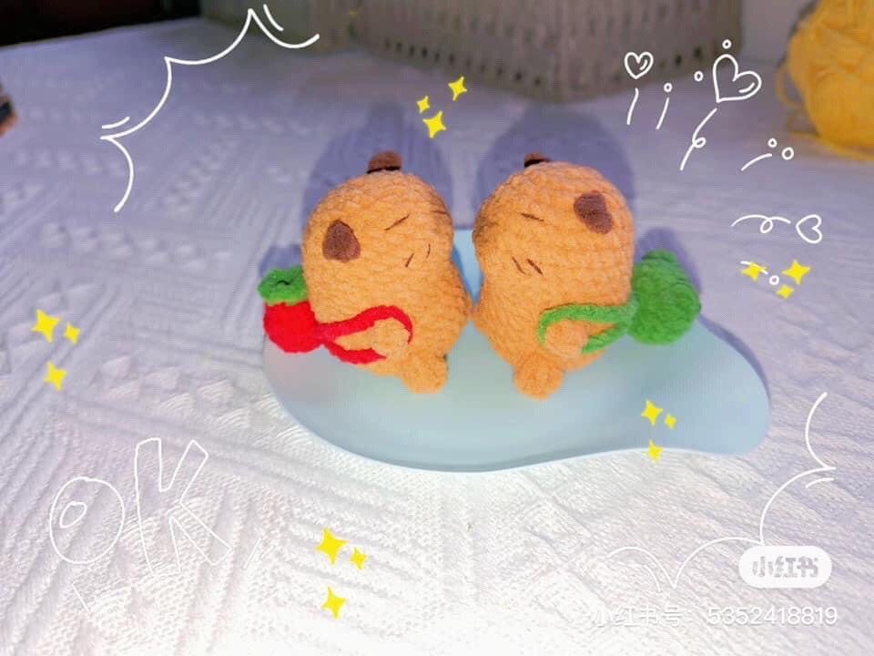 Hướng dẫn móc len con cá và mèo đội mũ cà chua